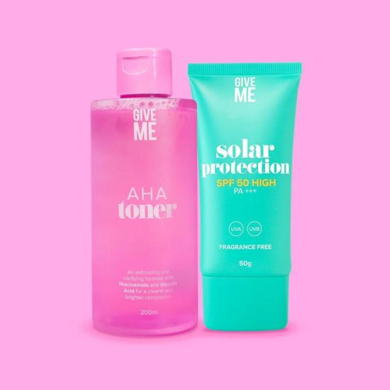 Give Me Glow & Protect AHA Glycolic Skin Tonic & Broad Spectrum SPF 50 Bundle