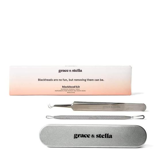 Grace & Stella Blackhead Remover Tools Kit Double Ended Loop Extractor & Curved Tweezer Extractor