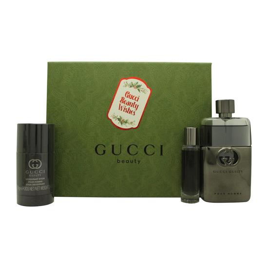 Gucci Guilty Pour Homme Gift Set 90ml Eau De Toilette + 15ml Eau De Toilette + 75ml Deodorant Stick