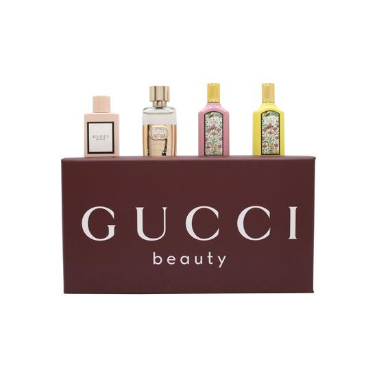 Gucci Miniature Gift Set 5ml Bloom Eau De Parfum + 5ml Guilty Pour Femme Eau De Toilette + 5ml Flora Gorgeous Gardenia Eau De Parfum + 5ml Flora Gorgeous Orchid Eau De Parfum