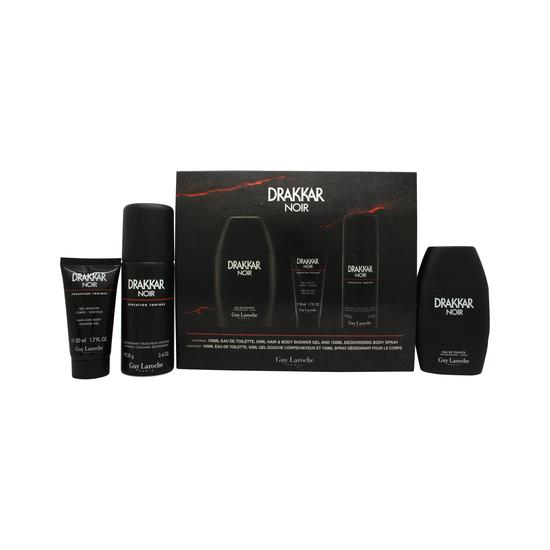 Guy Laroche Drakkar Noir Gift Set 100ml Eau De Toilette + 150ml Deodorant Spray + 50ml Shower Gel