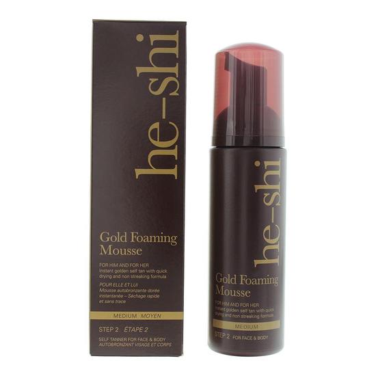 He-Shi Gold Foaming Mousse 150ml Self Tanner For Face & Body Step 2 Medium 150ml