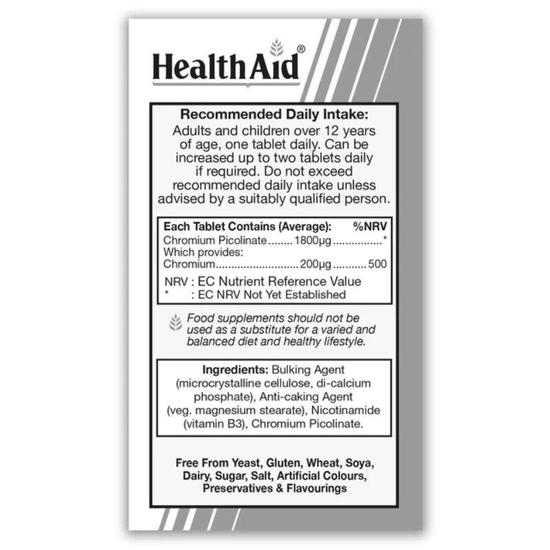 Health Aid Chromium Picolinate 200ug Tablets 60 Tablets