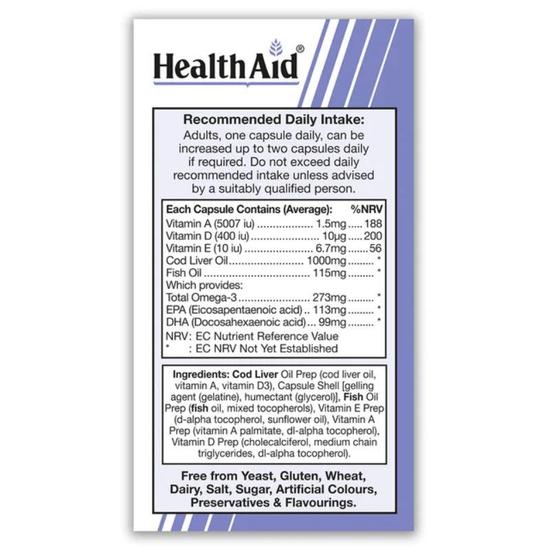 Health Aid Cod Liver Oil 1000mg Vegicaps