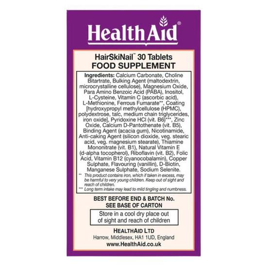 Health Aid HairSkiNail Formula Tablets 30 Tablets