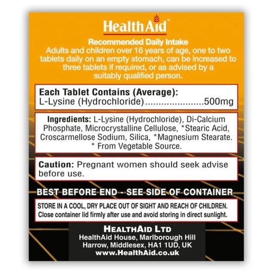 Health Aid L-Lysine 500mg Tablets 60 Tablets