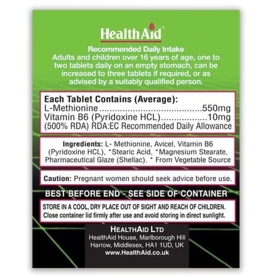 Health Aid L-Methionine 550mg Tablets 60 Tablets
