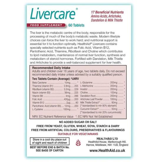Health Aid LiverCare Tablets 60 Tablets