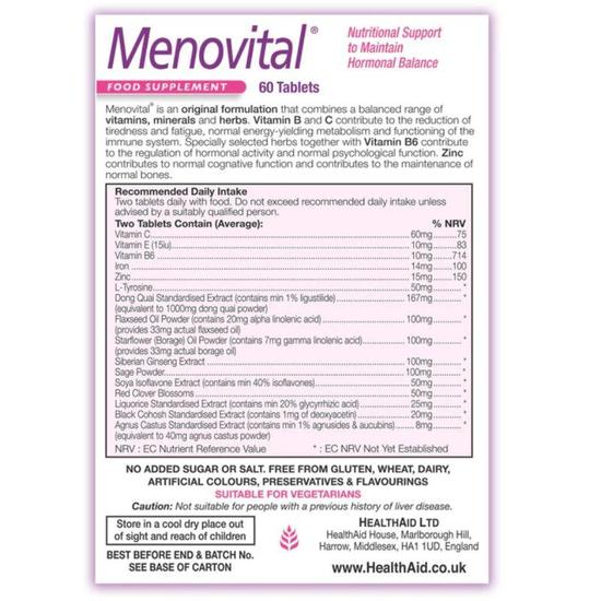 Health Aid Menovital Tablets 60 Tablets