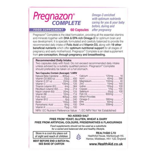 Health Aid Pregnazon Complete Capsules 60 Capsules