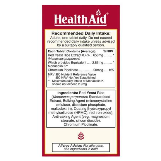 Health Aid Red Yeast Rice Tablets 90 Tablets