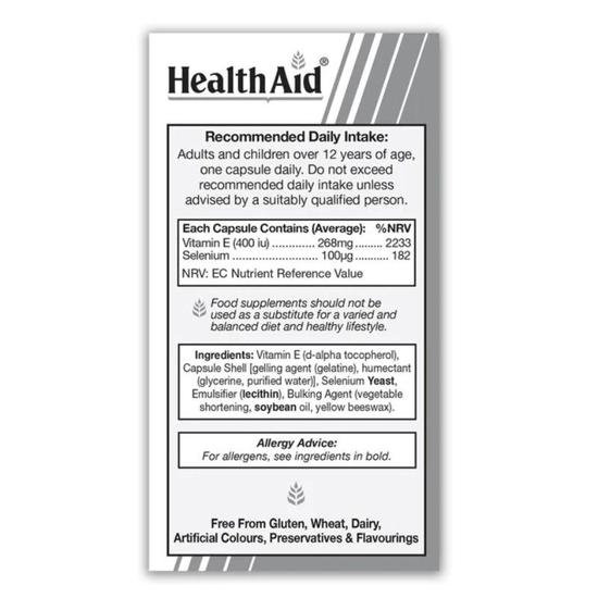 Health Aid Selenium 100ug + Vitamin E 400iu Capsules 30 Capsules