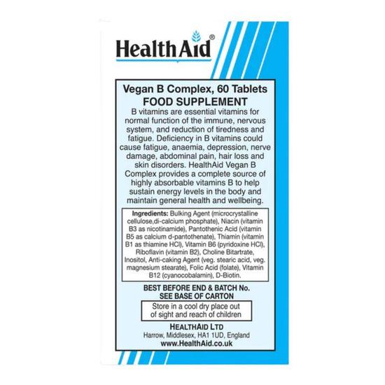Health Aid Vegan B Complex Tablets 60 Tablets