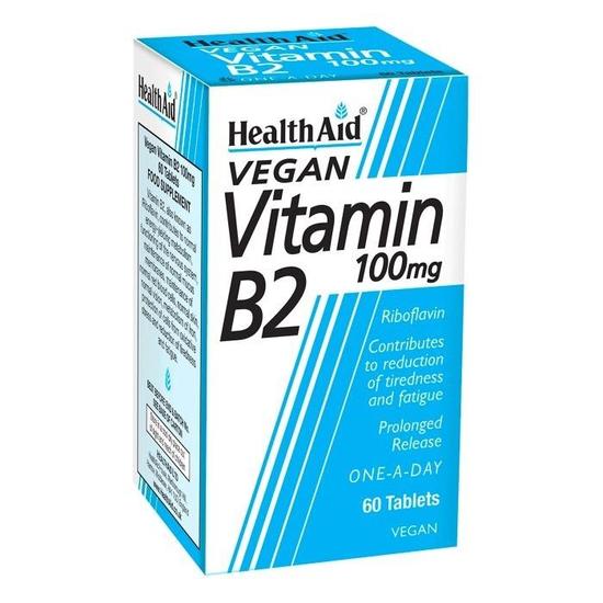 Health Aid Vitamin B2 100mg Prolonged Release Tablets 60 Tablets