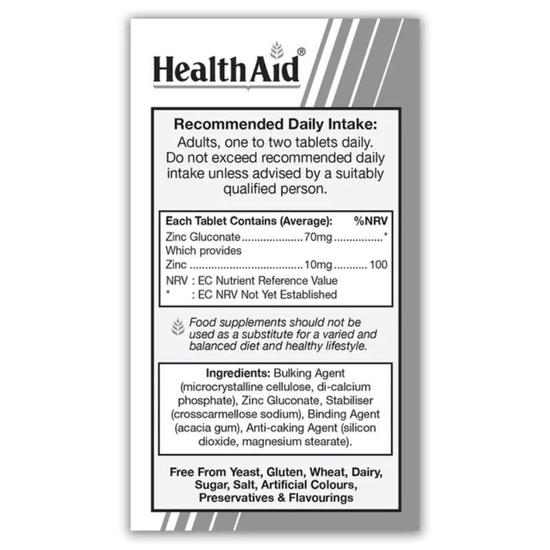 Health Aid Zinc Gluconate 70mg Tablets 90 Tablets