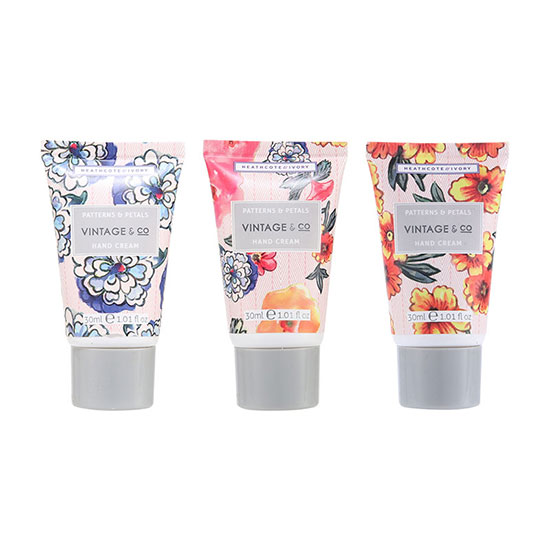 Heathcote & Ivory Fabric & Flowers Vintage & Co Mini Hand Cream Set of 3 Heathcote & Ivory Fabric & Flowers Vintage & Co Mini Hand Cream Set of 3