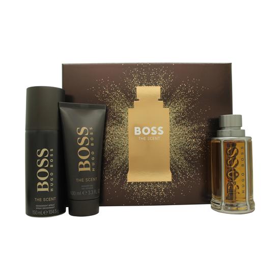 Hugo Boss The Scent Gift Set 100ml Eau De Toilette + 100ml Shower Gel + 150ml Deodorant Spray