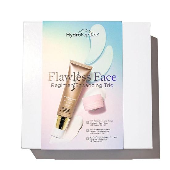 HydroPeptide Flawless Face Kit 2 x Collagel Eye Masks, 50ml Solar Defense Tinted & 5ml Lip Lock Hydrator