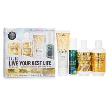 IGK Live Your Best Life Shampoo, Conditioner, Hair Balm, Hair Oil Set