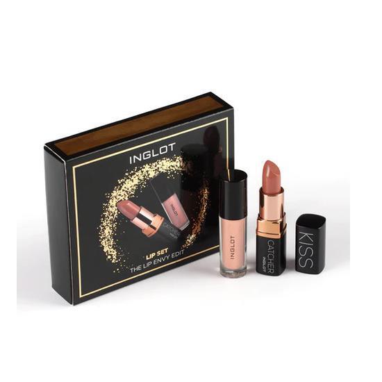 Inglot Cosmetics The Lip Envy Edit Gift Set Creamy Nude Lipstick + Manhattan Gloss