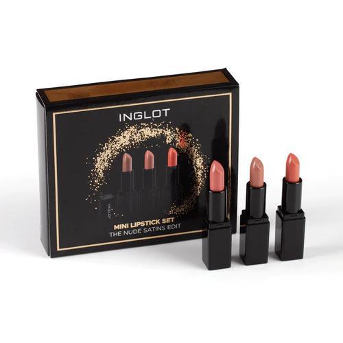 Inglot Cosmetics The Nude Satins Edit Mini Lipstick Set 3 Lipsticks: Natural Nude + Pink Nude + Peach Nude