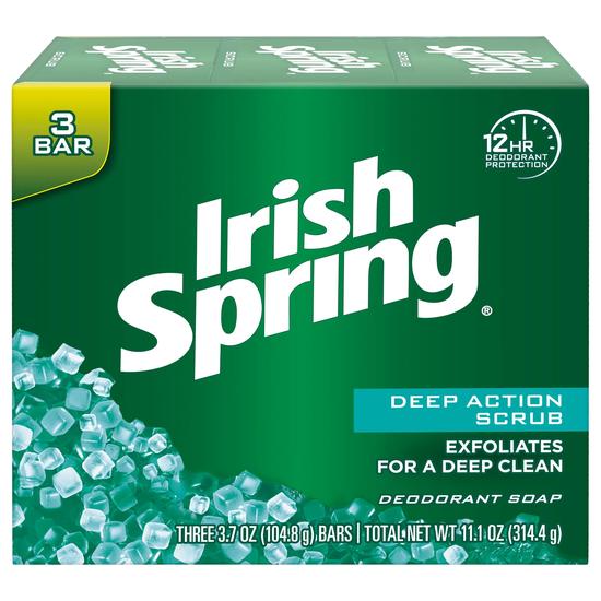 Irish Spring Deep Action Scrub Bar Soap Pack Of 3
