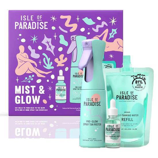 Isle of Paradise Mist & Glow Set Pro-Glow Spray Tan Mister + Self Tanning Drops (Medium) + Self Tanning Water (Medium)