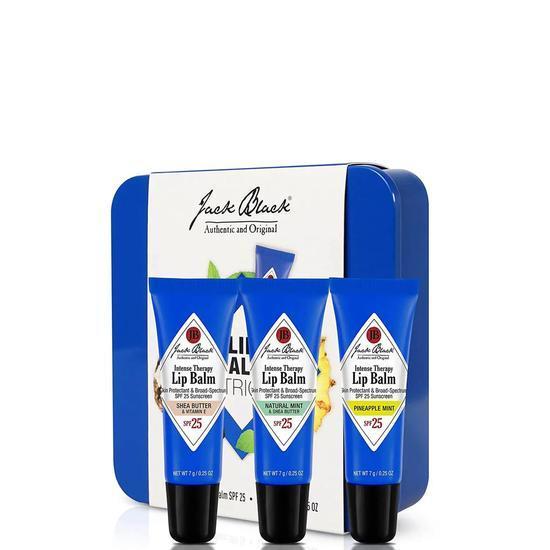 Jack Black Lip Balm Trio Gift Set 7g Natural Mint & Shea Butter, 7g Shea Butter & Vitamin E & 7g Pinapple Mint