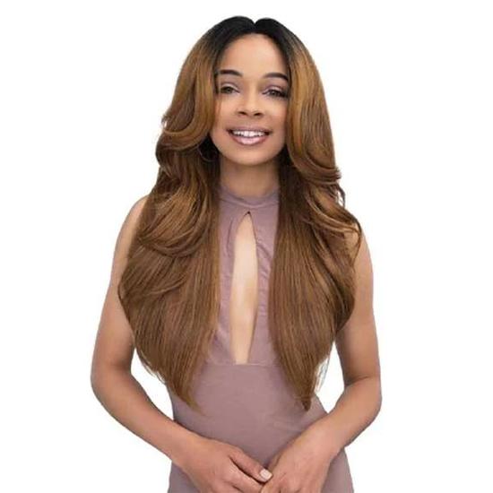 Janet Collection Extended Deep Part Synthetic June Lace Wig 613