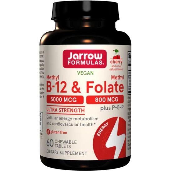 Jarrow Formulas Methyl B12 & Methyl Folate 800mcg Cherry Lozenges 60 Lozenges