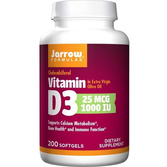 Jarrow Formulas Vitamin D3 1000 IU Softgels 200 Softgels