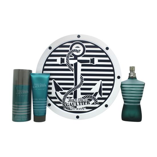 Jean Paul Gaultier Le Male Gift Set 125ml Eau De Toilette + 75ml Shower Gel + 150ml Deodorant Spray