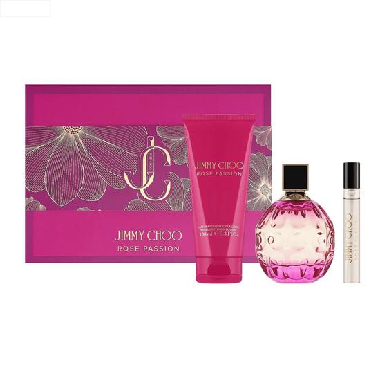 Jimmy Choo Rose Passion Women's Gift Set 100ml Eau De Parfum + 100ml Body Lotion + 7.5ml Eau De Parfum