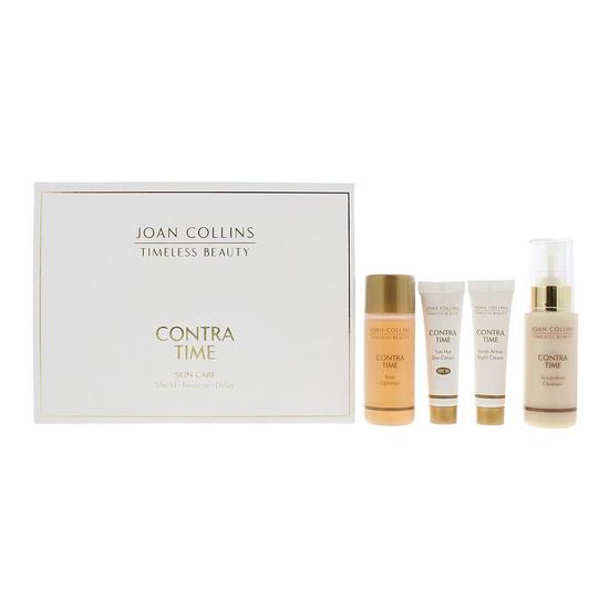 Joan Collins Contra Time Gift Set: Scrupulous Cleanser 50ml Rose Optimise Lotion 50ml Day Cream SPF 15 12ml Night Cream 12ml