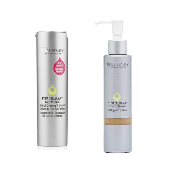 Juice Beauty STEM Cellular Duo 30ml Anti-Wrinkle Retinol Serum & 133ml 2-in-1 Cleanser