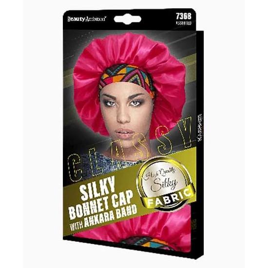 Kashmir Beauty Ambition Classy Silky Bonnet Cap With Ankara Band 7368 Assorted