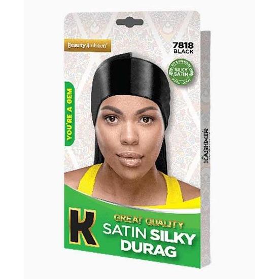 Kashmir Beauty Ambition Great Quality Satin Silky Durag 7818 Black