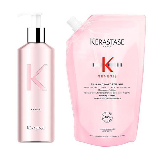 Kérastase Genesis Bain Hydra-Fortifiant Refill Pouch & Refillable Bottle 500ml Pouch + Bottle