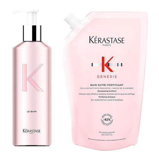 Kérastase Genesis Bain Nutri-Fortifiant Refill Pouch & Refillable Bottle 500ml Pouch + Bottle