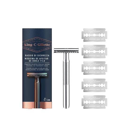 King C Gillette Double Edge Safety Razor + 5 Razor Blades