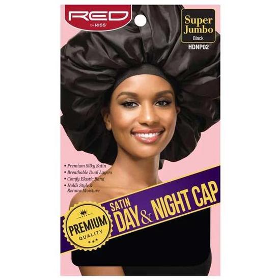 Kiss Satin Day & Night Cap Super Jumbo Black
