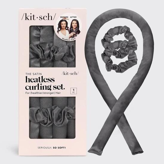 Kitsch Charcoal Satin Heatless Curling Set