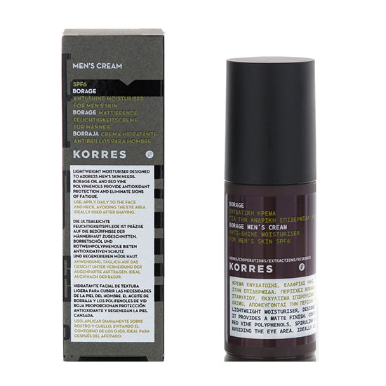 Korres Borage Anti-Shine Moisturiser for Men's Skin SPF 6
