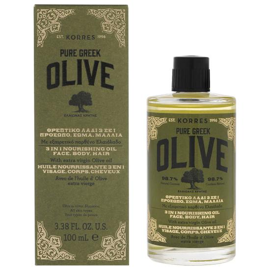 Korres Natural Pure Greek Olive 3-in-1 Nourishing Oil For Face, Body & Hair 100ml