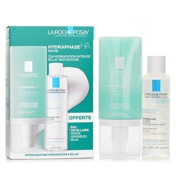 La Roche-Posay Votre Routine Hydatation & Eclat Set: Hydraphase HA Riche Moisturising Cream 50ml + Micellar Water 50ml 2pcs