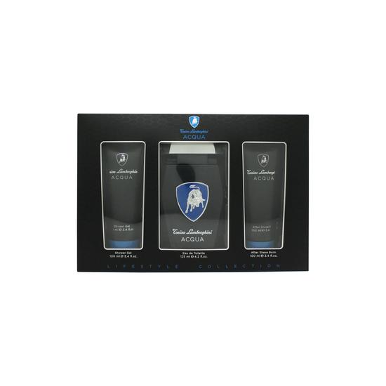 Lamborghini Acqua Gift Set 125ml Eau De Toilette + 100ml Shower Gel + 100ml Aftershave Balm