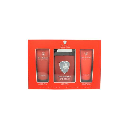 Lamborghini Sportivo Gift Set 125ml Eau De Toilette Spray + 100ml Shower Gel + 100ml Aftershave Balm