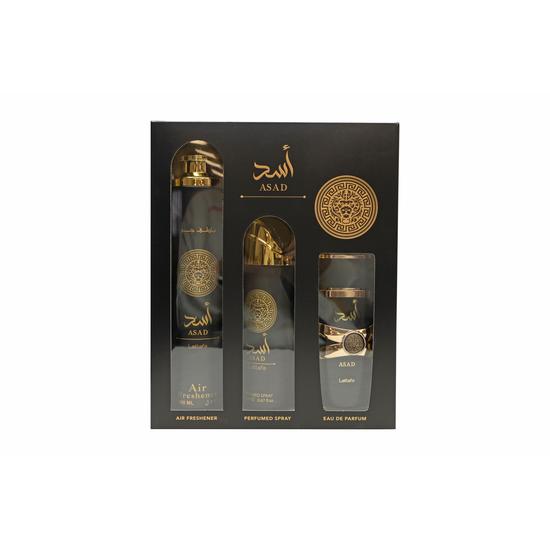 Lattafa Asad Gift Set 100ml Eau De Parfum + 200ml Body Mist + 50ml Hair Mist