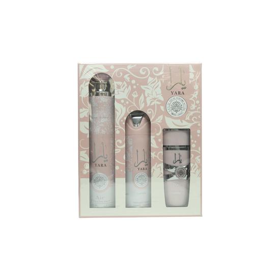Lattafa Yara Gift Set 100ml Eau De Parfum + 300ml Air Freshener + 200ml Perfumed Spray
