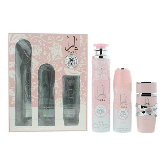Lattafa Yara Gift Set: Eau De Parfum 100ml Hair Mist 50ml Perfumed Spray 200ml